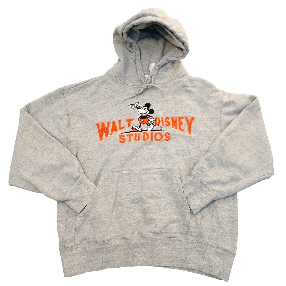 Mickey Mouse Hoodie Adult M Grey Walt Disney Studios 100 Eras Cotton Sweatshirt